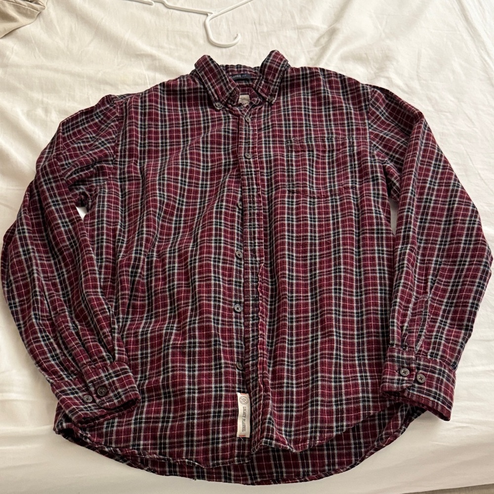 St. John's Bay Red and Black Plaid Casual Shirt